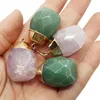 Colares pendentes Aventurina verde Aventurina Natural Solid Geometric Shape Charms para colar de jóias DIY Rose Quartz Crystal AccessoriesPendan