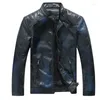 Men's Jackets Autumn And Winter Standing Collar Motorcycle Men's Gradient Pu Leather Jacket