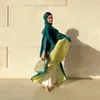 Etnik Giyim Moda Dubai Şifon Kontrast Renk Kadın Kuveyt Arap için Açık Abaya Rahat Rahat Marocain İslami
