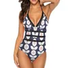 Menas de banho feminina Bloomin Blue Black Mesh Swimsit