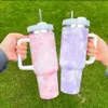 Auf Lager! 40 oz Tie Dye Travel Tumbler mit Griff Edelstahl doppelwandig isolierte Trinkwasserbecher von Express B0036