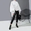 Women's Blouses Women Lantern Sleeve Woman Casual Style Tops Black White Hipster Blouse Oversized Draped Lady Tunic Feminine Shirt Chemise