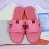 Designer rosa Fashion tideway H pantofole donna 2023 estate sandali di lusso piatti Pelle di coccodrillo della spiaggia parola turismo pantofola Sandali da spiaggia da donna