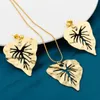 Necklace Earrings Set YM For Women 2023 Bridal Charms Leaf Shape Pendant Necklaces Gold Plated Earrins Rings African Jewelry Accessories