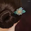 Clipes de cabelo kanzashi água doce pérola bastão de pão de madeira de madeira ébano a aventurina quartzo flor oriental chinês japonês quimono acessório