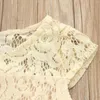 Robes de fille d'été à manches courtes en dentelle de fleur en dentelle