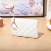 Padrão de diamante em relevo simples bolsas fofas para mulheres bolsas de moeda Mini zíper bolsa bolsa de cartões pequenos