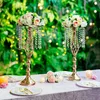 Vases Exquisite Flower Twist Vase Crystal Candlestick Table Centerpiece Decor Candle Holder for Wedding Party Supply 230425