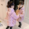 Down Coat 4-12 ans filles manteau mode longues doudounes pour filles hiver épais chaud Parkas Snowsuit mignon ours à capuche vêtements d'extérieur pour enfants 231125