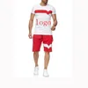 Tracksuits masculinos logotipo personalizar 2023 verão impressão de manga curta algodão moda esporte terno homem casual t-shirt sweatpant listra 2 peças