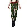 Leggings da donna Zawaland Fitness da donna Sexy Push Up Leggings attillati Costume cosplay stampato in 3D di Natale Stampa di lettere Elastico a vita alta