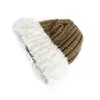 M682 Nuovo cappello lavorato a maglia da donna autunno inverno cappello in pelle di melone spesso velluto berretti con teschio berretti cappelli caldi da donna