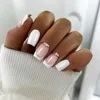 Unhas Falsas Unhas Falsas 24 Pcs Acrílico Falso Imprensa em Francês Simples com Borda Branca Design Wearable Midlength Ballet Full Cover Tip 230425