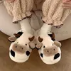 Slippers Shevalues Plus Voor Vrouwen Mannen Winter Leuke Koe Warme Harige Cloud Slippers Indoor Liefhebbers Cartoon Antislip Thuis schoenen 2023 T231125