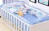 6 pezzi set biancheria da letto per culla design blu universo biancheria da letto per bambino in cotone per bambino include paracolpi per culla lenzuolo federa 2205142943507