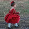 Girls Dresses Long Sleeve Baby Girl Party Dress Backless Cute Toddler Birthday Wedding Tutu Gown Red Christmas Year for 231124