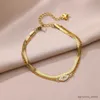 Cavigliere Cavigliere incrociate a doppio strato per le donne Bracciale alla caviglia con gamba in acciaio inossidabile Donna 2023 Accessori da spiaggia estivi Regalo di gioielli R231125