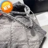 Shoulder Bags Channel 22 Denim Grand Shopping Bag Tote Travel Designer Woman Sling Body Most Expensive Handbag with Silver Chain