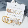 Kolczyki Dangle Trendy złoty kolor geometirc kwadrat okrągły Pearl Hoop Zestaw dla kobiet Acryl Butterfly Circle Circle Prezent