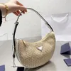 Luxe paille tissé sac à main pour femmes sac de plage 2023 nouveau 3color Zipper mode fourre-tout en cuir hommes sac à main sacs à bandoulière Designer Hobo sac