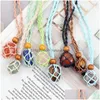 Chains Chains Crystals Pendant Stone Holder Necklace Cord Hand-Woven Rope For Making Jewelry Creative Personality Natural Agate Net F3 Dhm7F