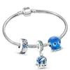 925STERLING SLATER CHARMS BRACELETS STEP PENEGEM PENENTE MULHERM DIA DO DIA DO DIA DA Mãe Gift Diy Fit Pandora Breads