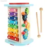 Batteria Percussioni 5 in 1 Strumenti giocattolo con 2 bacchette Baby Musical per bambini