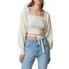 Women's Knits Women Knit Sweater Open Front Bolero Shrugs Casual Long Sleeve Crop Pullovers Y2k Solid Color Cardigan Fall Outerwear