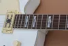 Linkshänder Custom Shop White Falcon Jazz E-Gitarre G6136 Hollow Body Palisander Griffbrett Goldene Hardware