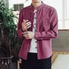 Etnik Giyim 2023 Çin tarzı Erkek Üstleri Tang Suit Keten Uzun Kollu Katı Nakış Geleneksel Çin Hanfu Gömlek KK3475