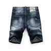 Jeans da uomo 2023 Summer Style Italy Beach Hole Marca Pantaloncini da uomo Pantaloni da uomo in denim Cerniera Slim Blu Per