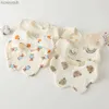 Bibs Burp Cloths Korean Style Cotton Gauze Baby Feeding Bibs Summer Soft Petal Infants Print Saliva Towel Newborn Toddler Burp Cloth Kids Bib NewL231125