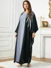 Etnische kleding Moslimvrouw Set Islamitische mouwloze jurk Applicaties Vlinder Kimono Abaya Dubai Koeweitse avondfeestoutfit Ramadan