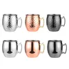 Tazze 18Oz Moscow Mule Copper Metal Hammer Point Bicchiere da vino Boccale in acciaio inossidabile placcato Birra Tazza da caffè Bar ToolMugs