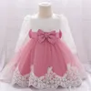 Girls Dresses Baby Dress born Girl Long Sleeve Lace Party Wedding With Big Bow Infant 1st Birthday Princess 231124