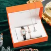 Relojes de pulsera de acero de titanio para mujer, reloj con falda, collar, pulsera, joyería de moda simple para 3 uds, conjunto elegante para mujer, relojes cuadrados, regalos de muñeca