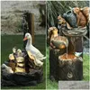 Objets décoratifs Figurines Ornements de résine de fontaine d'eau de jardin solaire extérieur avec lumières LED Statue d'animal pour la cour de la maison Jardi Otbvx