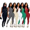 Mouwloze bodycon jumpsuits Designer Stand kraag ritssluiting omhoog Bodysuits Casual enkellengte potloodbroek Outfits vrouwen kleding bulk groothandel 9777