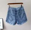 Kvinnors shorts utsökt strass Tassel korta jeans kvinnor söt båge hög midja bantning utanför slitage bred ben 2023 sommar