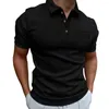 T-shirts pour hommes hommes chemise d'été à manches courtes poche décoration revers couleur unie coupe ajustée vêtements quotidiens boutons haut décontracté vêtements masculins