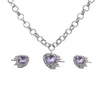 Halsbandörhängen Set Megin D Romantic Exquisite Simple Purple Rhineston Alloy and Neckor For Women Lover Friend Fashion Gift Jewelry