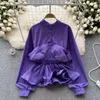 Women's Blouses Clothland Women Sweet Ruffled Blouse Candy Color Long Sleeve Fairy Style Shirt Fashion Cute Tops Blusa Mujer LA984