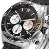 BLS Chronomat B01 ETA Valjoux A7750 Montre chronographe automatique pour homme 44 Lunette en céramique Noir Cadran blanc Caoutchouc AB0136251B1S1 Super Edition Reloj Hombre Puretime A1