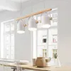 Lampes suspendues Style campagnard américain Salle d'étude moderne Bar créatif Lustre à manger pastoral à trois têtes en bois massif original