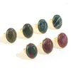 Anéis de cluster Komi liga oval incrustada semi preciosa pedras preciosas pedras naturais bloodstone tumblestones anel de punho senhoras banquete presente jóias