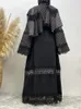 Etniska kläder Svart Luxury Abaya Retro Mönster med flera mönster Dubai Turkiet Kaftan Kimono Cardigan Dress Causal Abayas för kvinnor