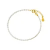 Pulseira de pérolas naturais de Metiseko Mini Natural 925 Cadeia de prata esterlina Pulseira de pérola de água doce minúscula Sweet Elegante para meninas e mulheres 230425