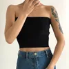 Damen Tanks Cami Camisoles Trägerlos Solid Schwarz Weiß Einfache Basic Crop Tube Tops Elastischer Busen Bandeau Dessous Weibliche Camis Casual Skinny 230425