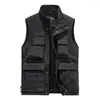 Herenvesten m-5xl heren mouwloze tanktop klassieke multi pocket mock nek vest casual regisseur verslaggever