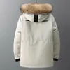 Vestes pour hommes Col de fourrure Hiver Hommes À Capuchon Parka Manteau Longueur Midi Épaissir Manteau D'hiver En Plein Air Épais Chaud Blanc Canard Doudoune 231124